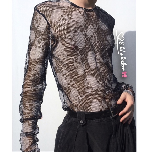 Tripp Nyc Mesh Skull Long Sleeve Shirt 